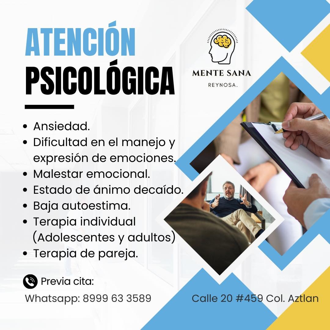Anuncio de Mente Sana Reynosa: Terapia psicológica