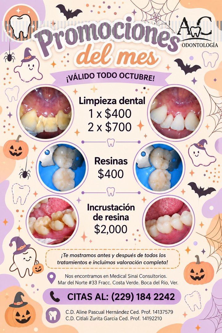 Anuncio de AC Odontología: Limpieza dental y resinas