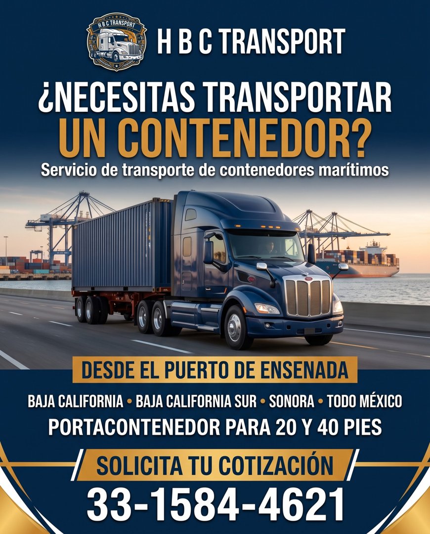 Anuncio de HBC Transport: transporte de contenedores marítimos