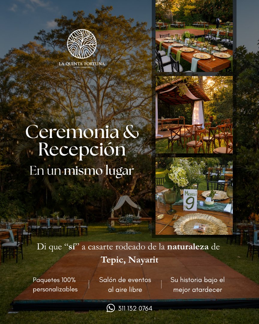 Anuncio de La Quinta Fortuna: Salón de eventos al aire libre