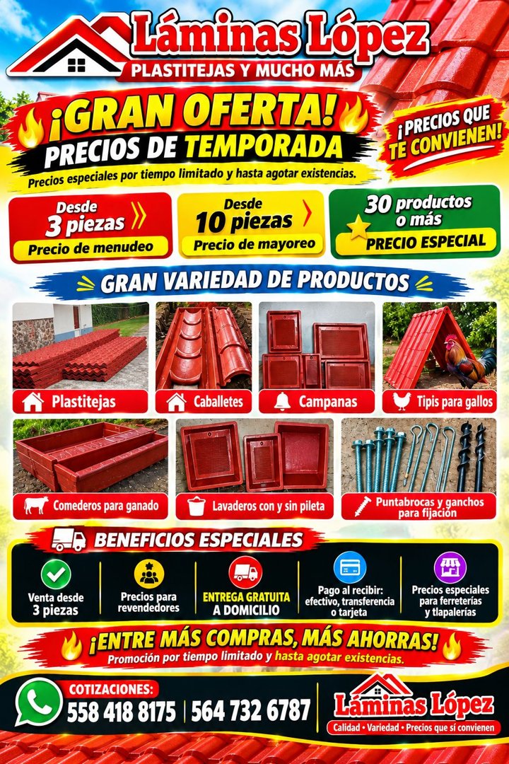 Anuncio de Laminas Lopez: Plastitejas y productos de ferretería