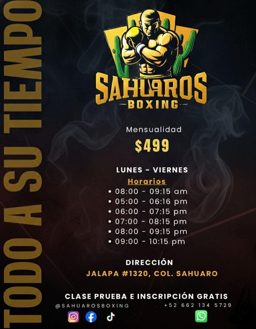 Anuncio de Sahuaros boxing club: Clases de boxeo