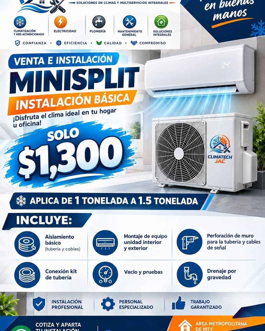 Anuncio de Jareth Hollywood: Instalación y venta de minisplit