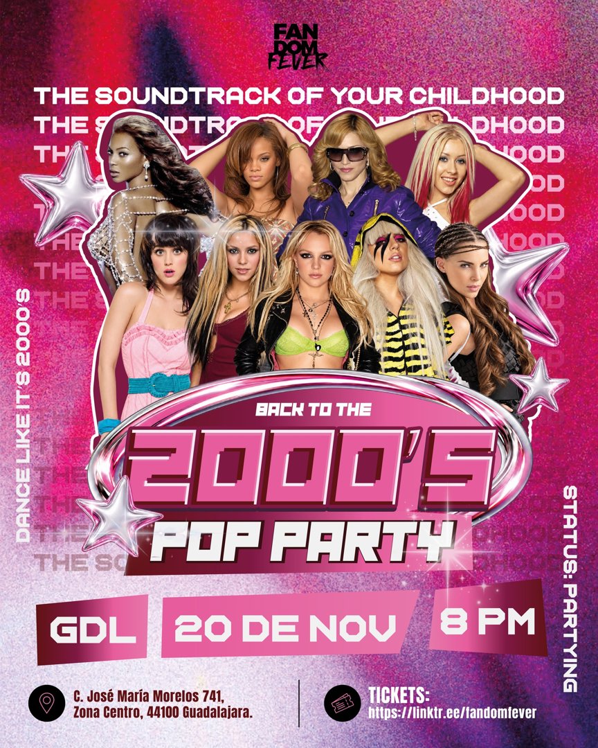 Anuncio de Fandom Fever: Fiesta temática 2000s Pop Party