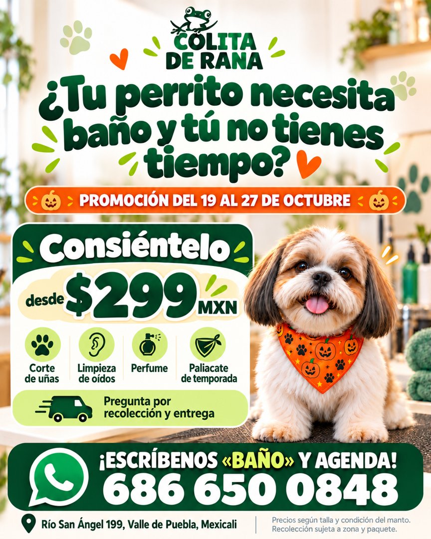 Anuncio de Veterinaria Colita de Rana: Baño para perros