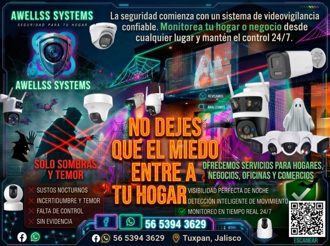 Anuncio de Awellss Systems: Instalación y monitoreo de videovigilancia