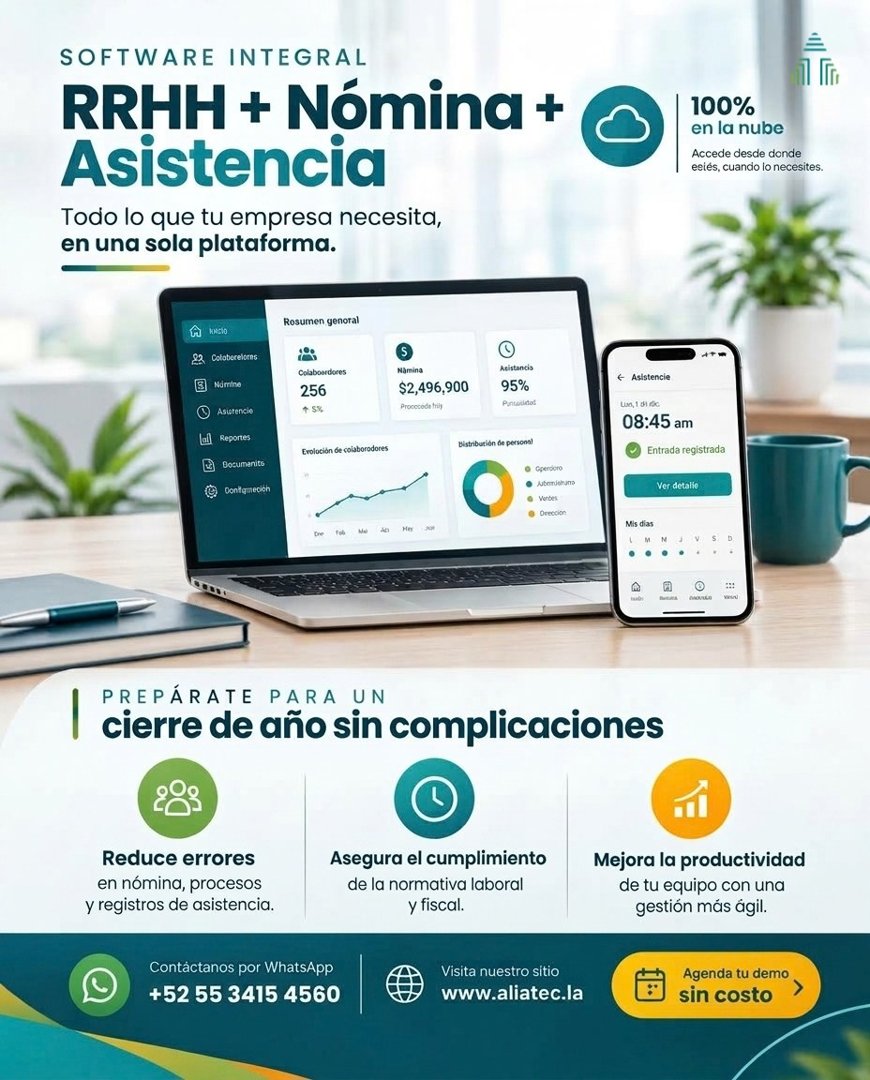 Anuncio de Aliatec: Software integral de RRHH, nómina y asistencia