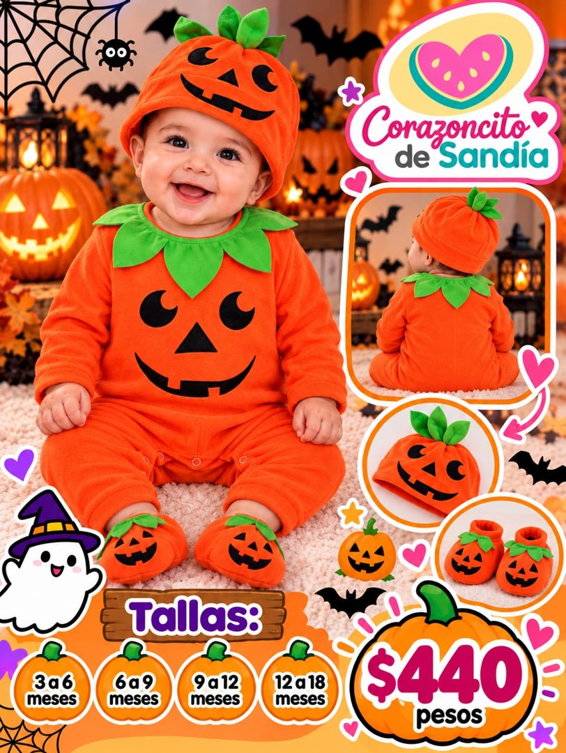 Anuncio de Bebes y más. Corazoncito de Sandía: Ropa de bebé con temática de calabaza