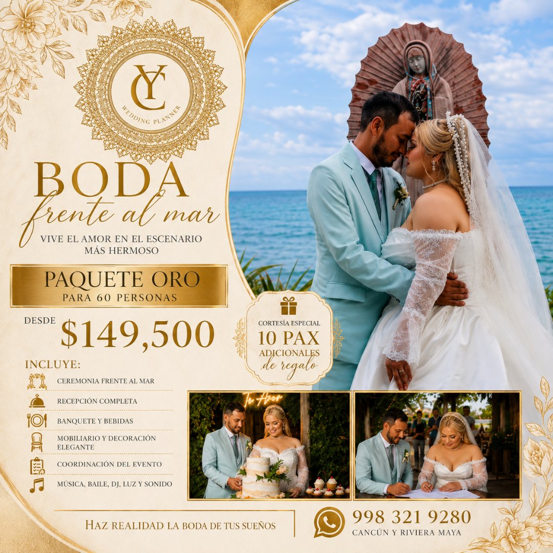 Anuncio de Yolanda Cetina: Paquete de boda frente al mar