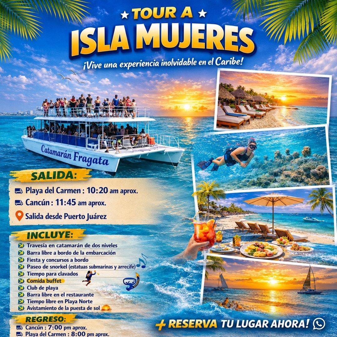 Anuncio de Caribbean Escape Cancún: tour a Isla Mujeres