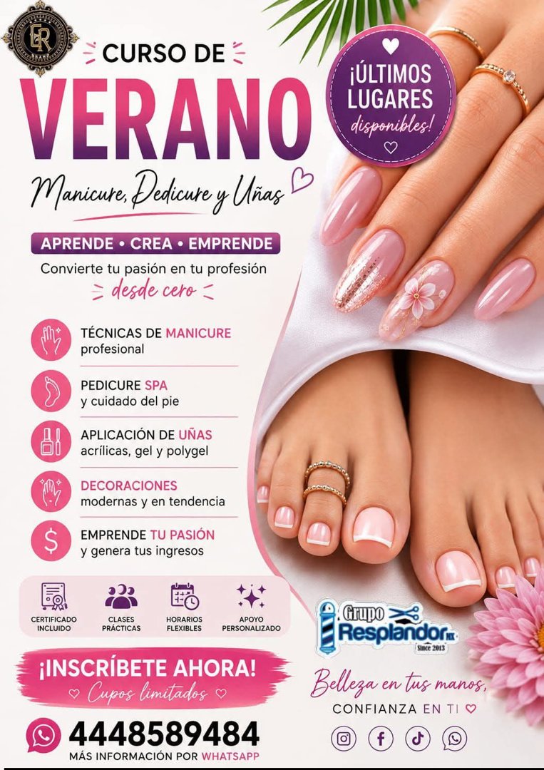 Anuncio de Grupo resplandor san luis potosi: Curso de manicure y pedicure