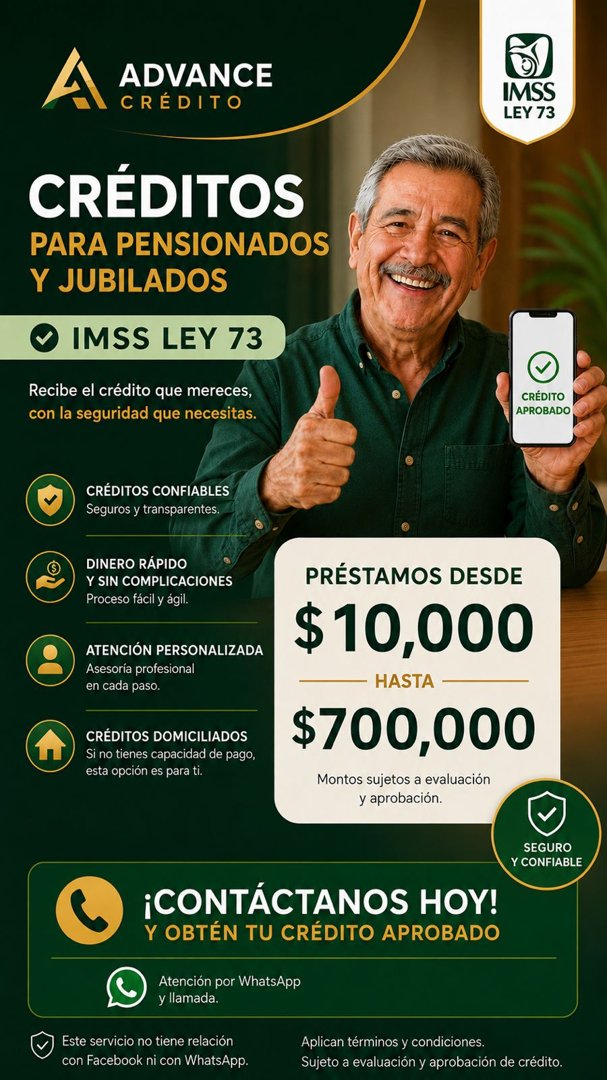Anuncio de Multi prestamos IMSS: créditos para pensionados y jubilados