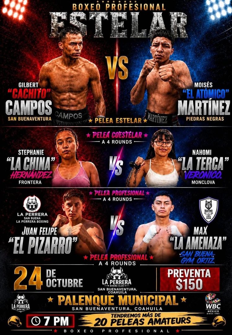 Anuncio de La Perrera #sanbuenaboxingclub oficial: evento de boxeo profesional