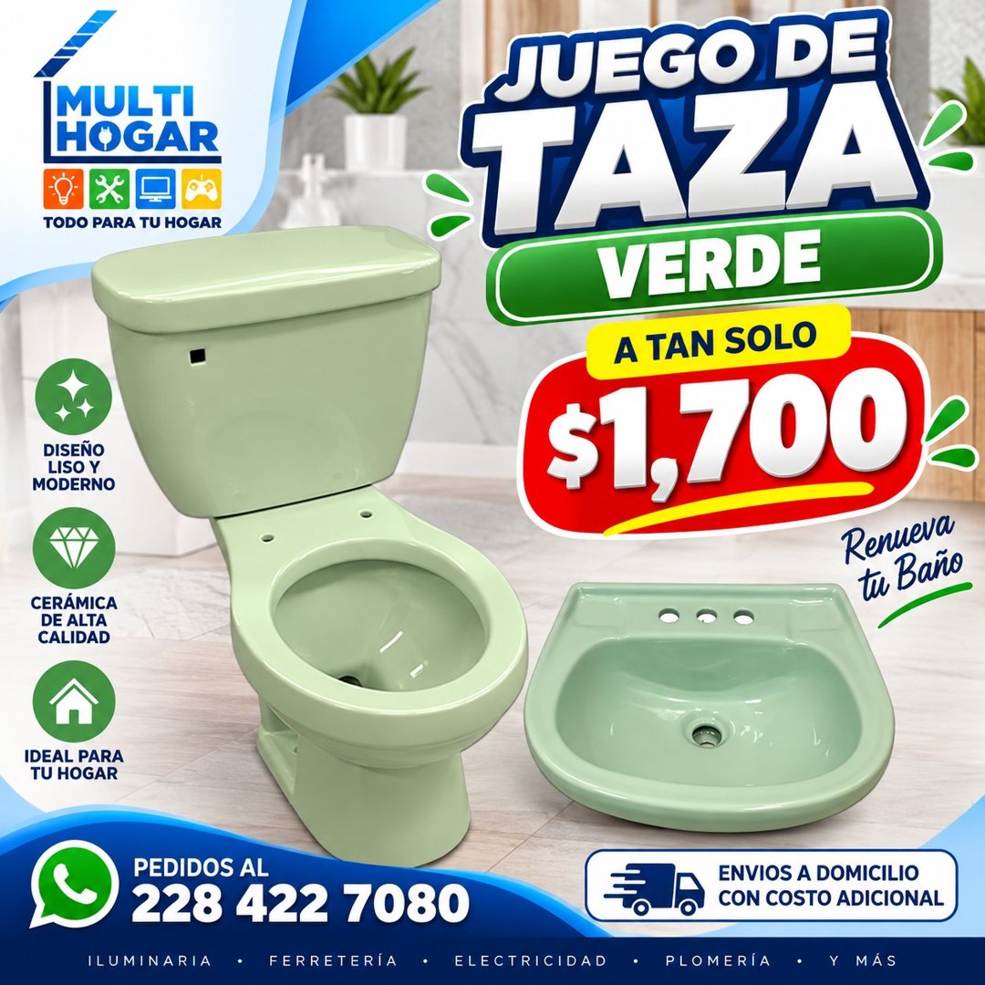 Anuncio de Gail Rendón: juego de taza verde con lavabo