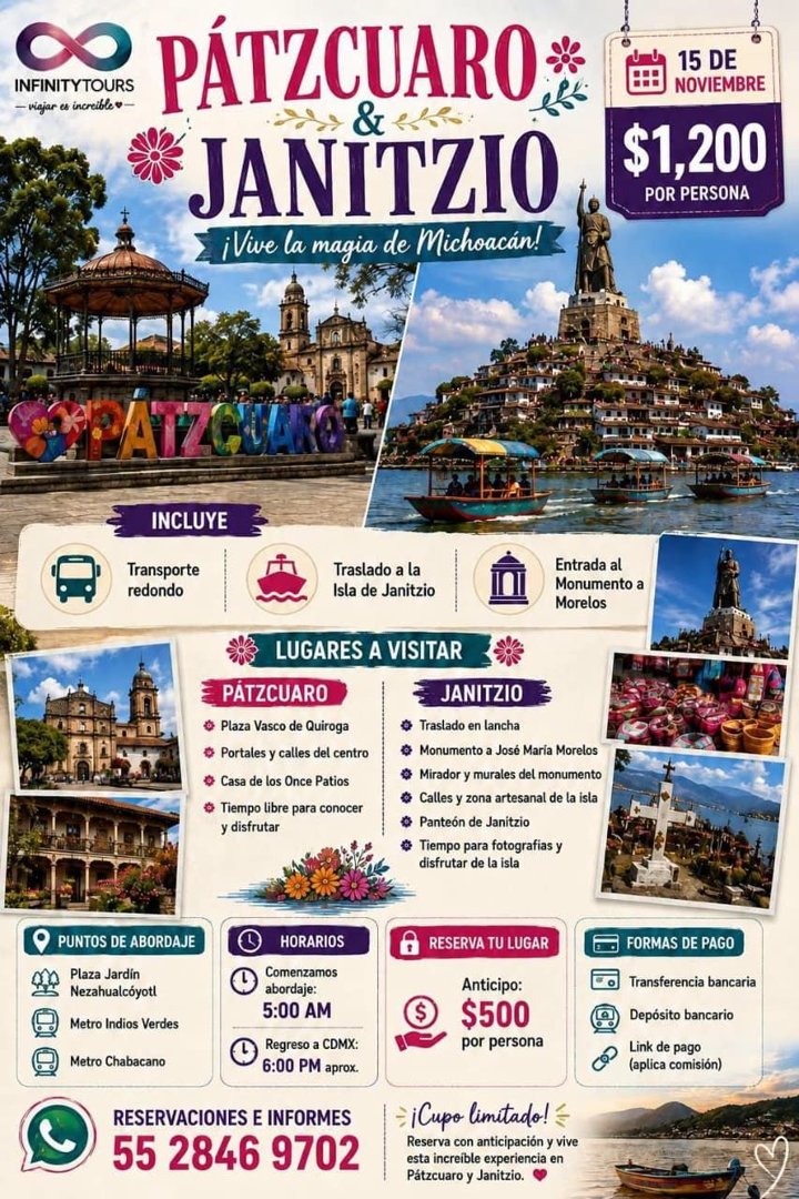 Anuncio de Tours Infinity: Tour a Pátzcuaro y Janitzio
