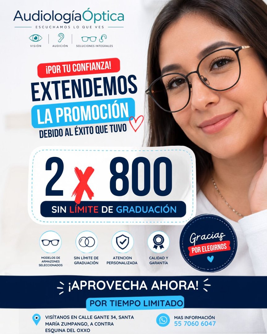 Anuncio de Audiologia Optica: lentes ópticos