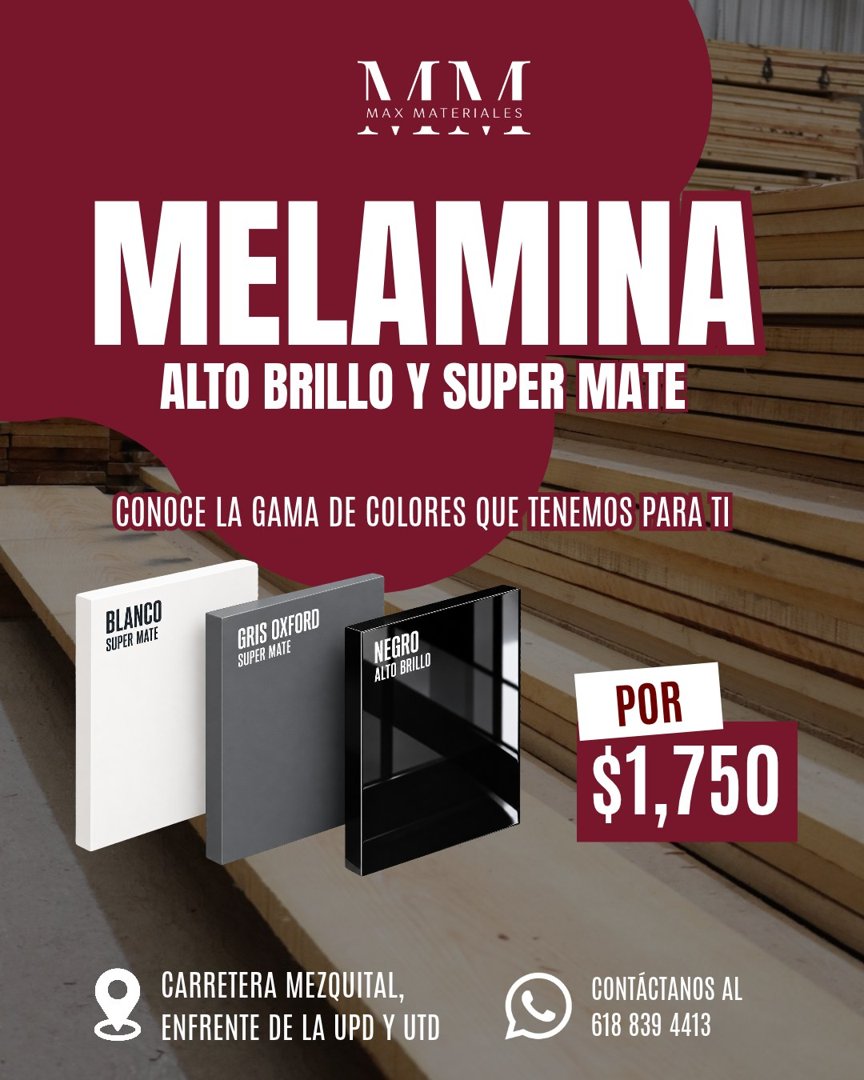 Anuncio de Max Materiales.: Melamina 18 mm