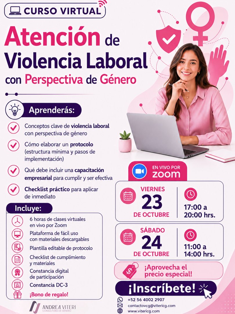 Anuncio de Vitericg: curso virtual de atención de violencia laboral