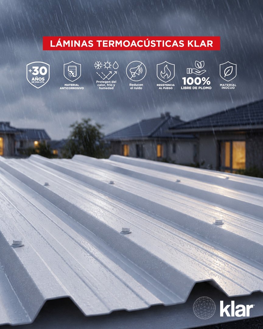 Anuncio de Klar México: láminas termoacústicas