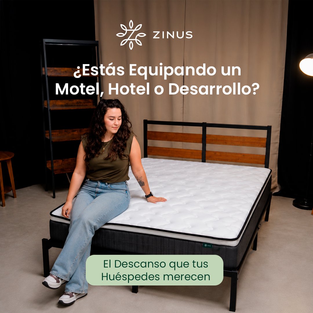 Anuncio de ZinusMexico: colchones Memory Foam, híbridos y bases de acero inoxidable para hospedaje