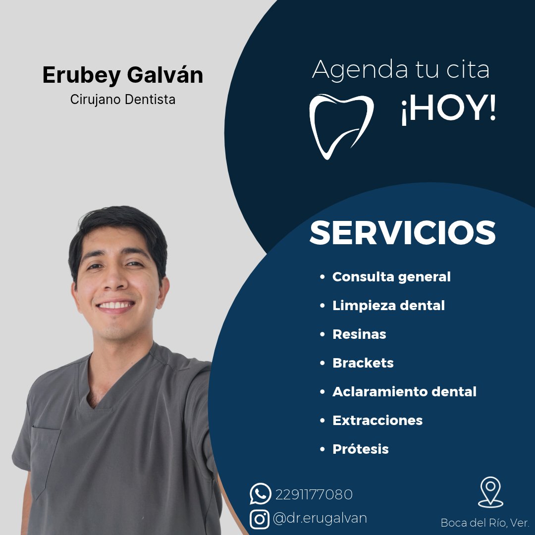 Anuncio de Dr. Erubey Galván: Cirujano Dentista