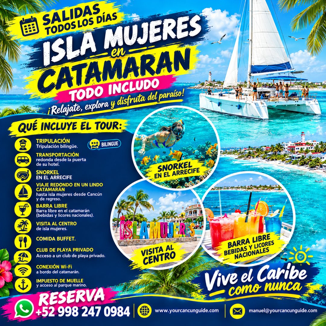 Anuncio de Yourcancunguide: Tour en catamarán con actividades de aventura y relax
