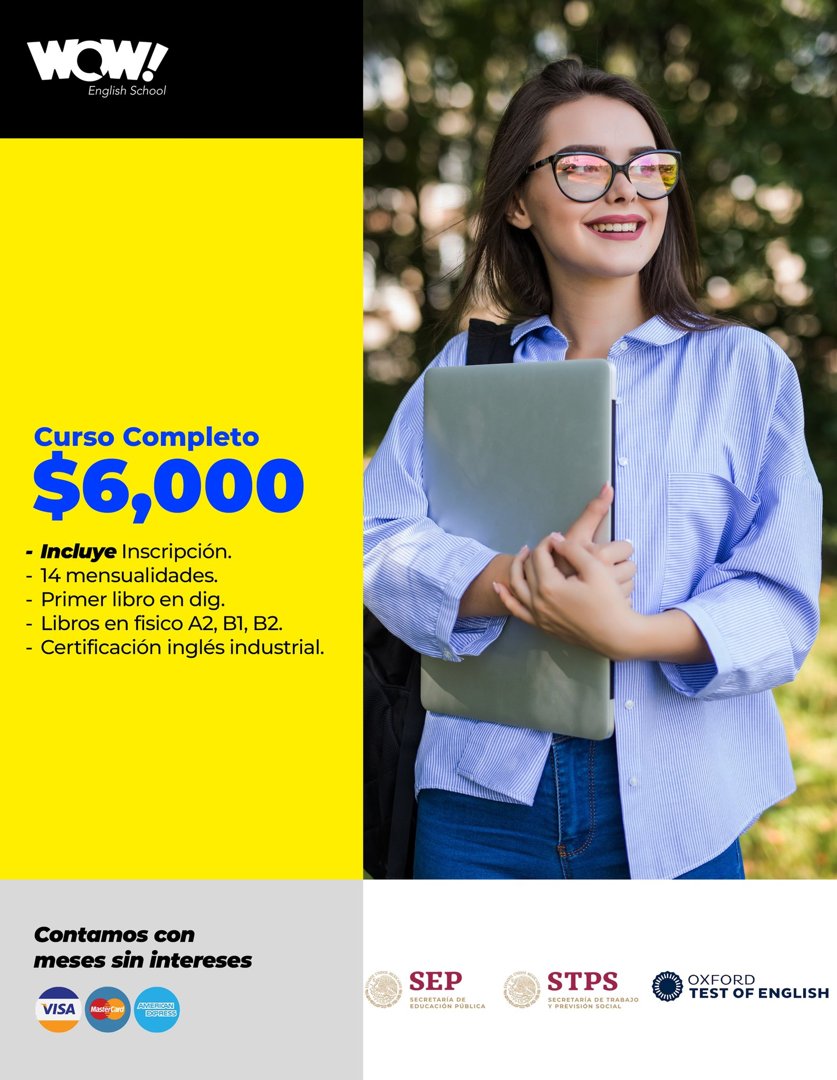 Anuncio de Wow English School: curso de inglés completo