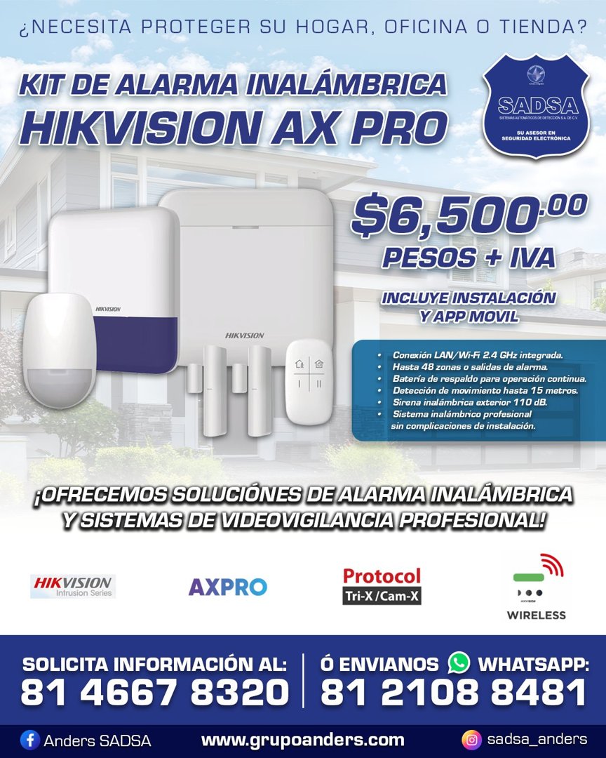 Anuncio de SADSA: Kit de alarma inalámbrica Hikvision AX PRO