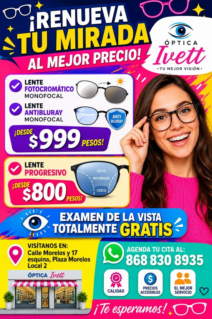 Anuncio de Optica Ivett: examen de vista y lentes