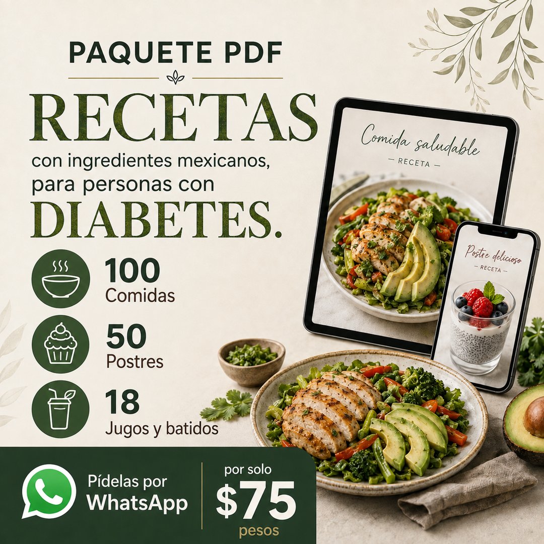 Anuncio de Cuida Tu Salud: Paquete de recetas PDF para personas con diabetes