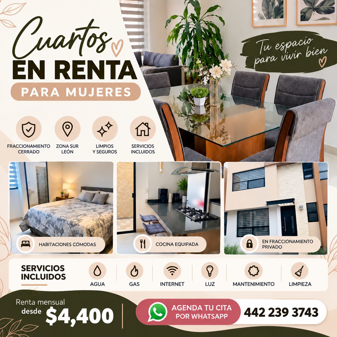 Anuncio de Cuartos en Renta para Mujeres: Cuarto en renta para mujeres