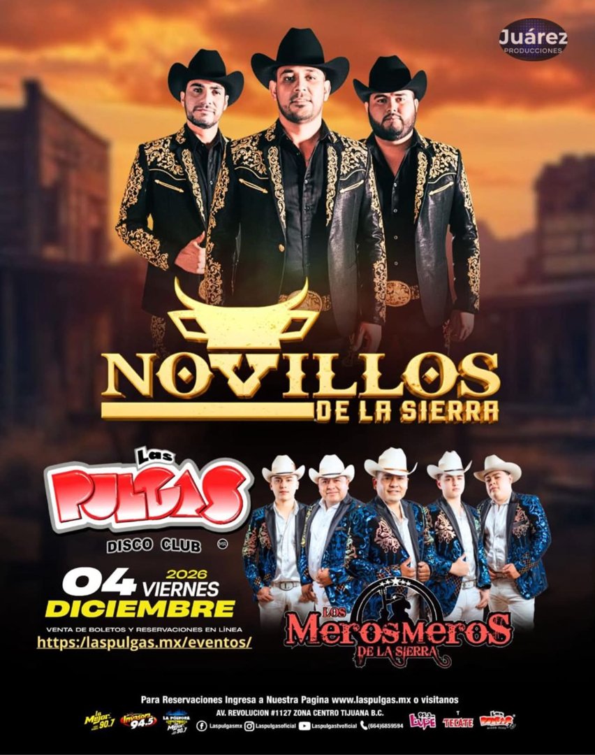 Anuncio de Juárez Producciones: Concierto de música regional mexicana