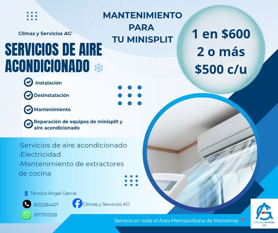 Anuncio de Climas y Servicios AG': Mantenimiento de minisplit