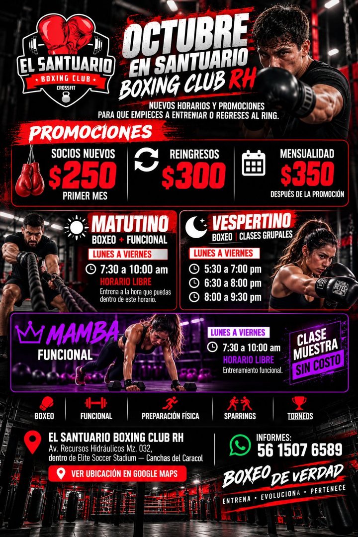 Anuncio de El Santuario Boxing Club R.H: Entrenamiento de boxeo y funcional