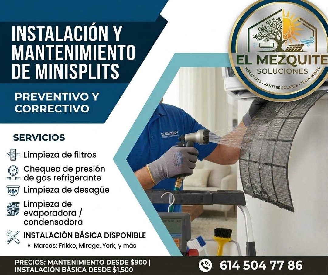 Anuncio de El Mezquite Soluciones: Instalación y mantenimiento de minisplits