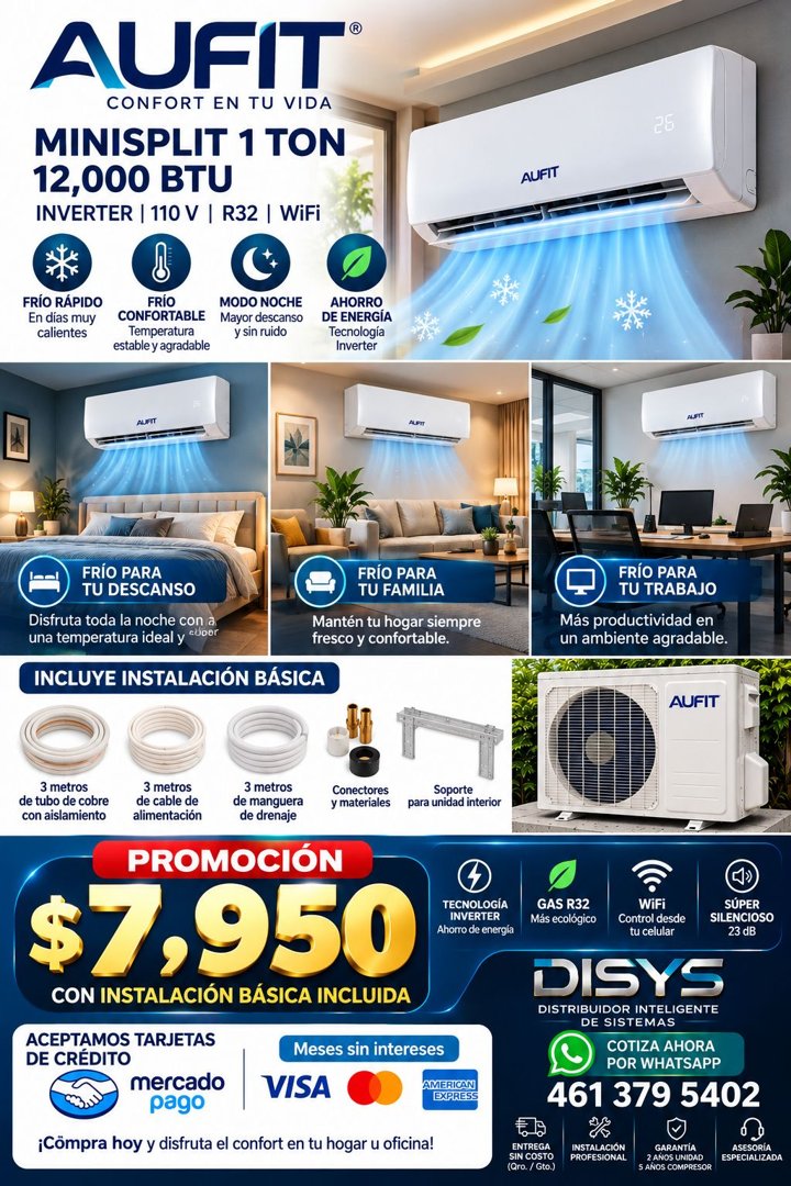 Anuncio de DISYS Distribuidor inteligente de sistemas: minisplit AUFIT