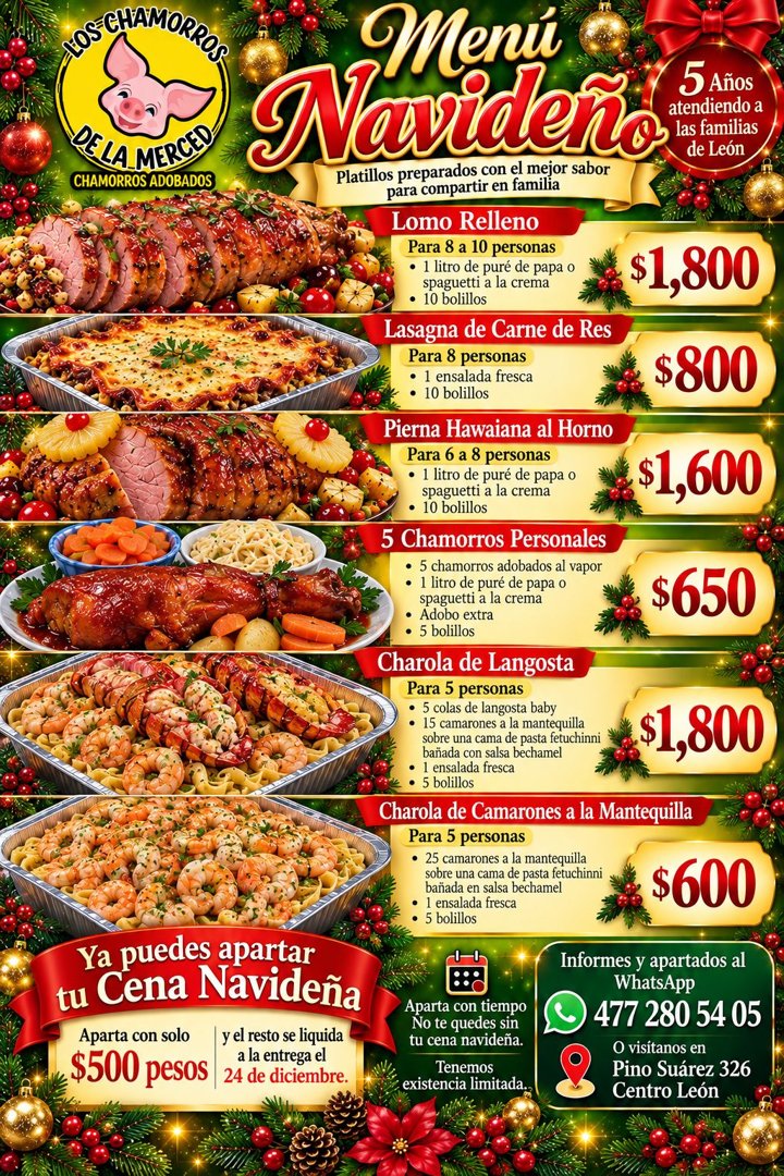 Anuncio de Los Chamorros de la Merced: Cena navideña para compartir en familia