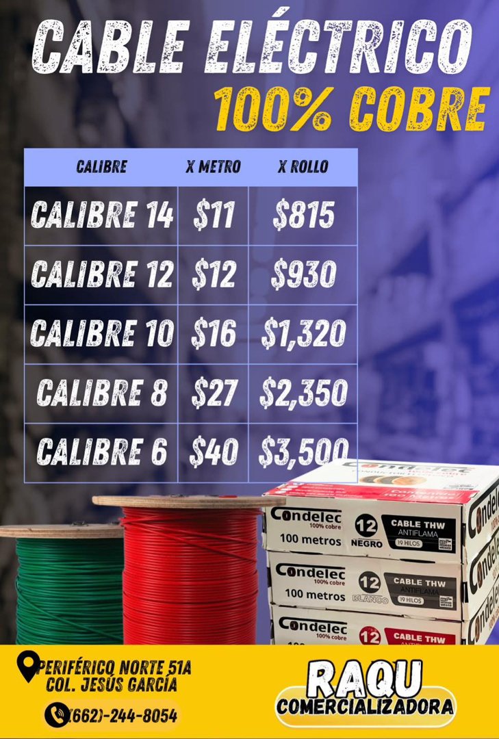 Anuncio de RAQU Comercializadora: cable eléctrico