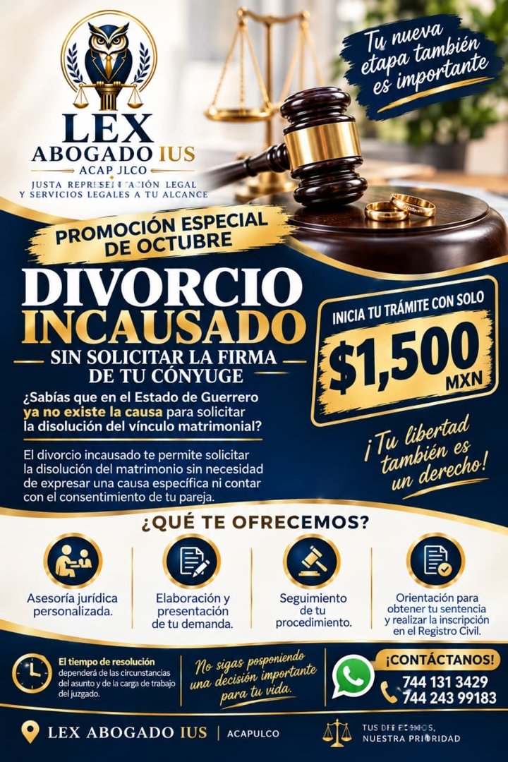 Anuncio de Lex Abogado Ius: divorcio incausado