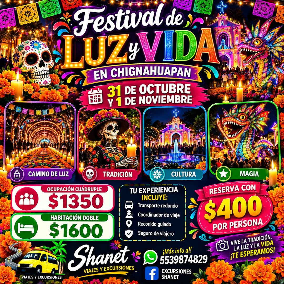 Anuncio de excursiones shanet: excursión al Festival de Luz y Vida