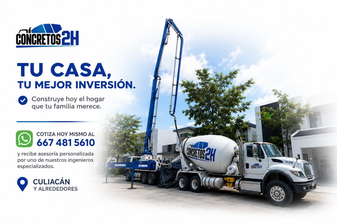 Anuncio de Concretos2H Oficial: venta de concreto premezclado