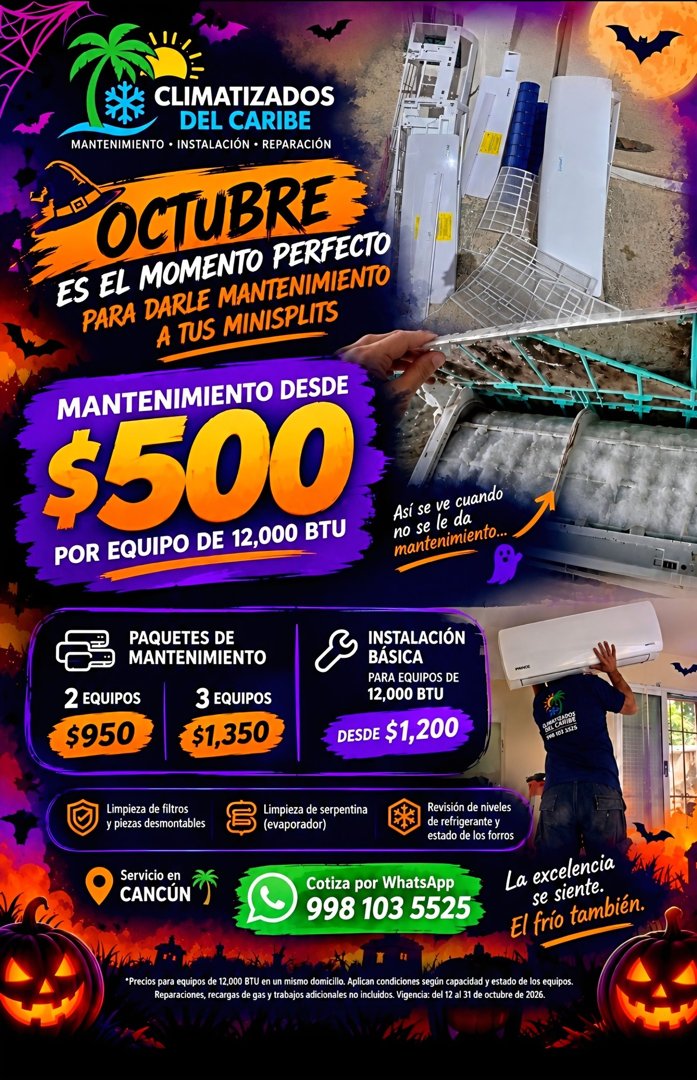 Anuncio de Climatizados del Caribe.: Mantenimiento de minisplits