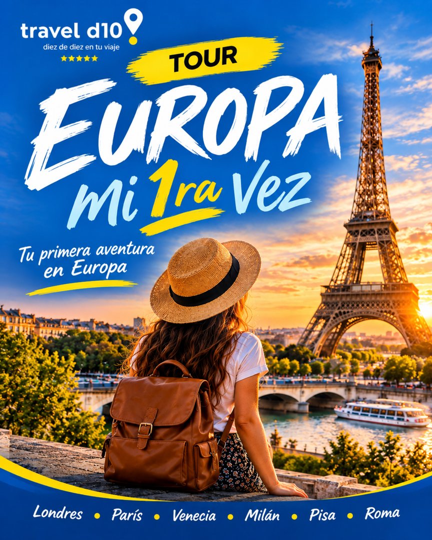 Anuncio de Travel d10 - Viajes a Europa, Las Vegas & más: Tour grupal a Europa