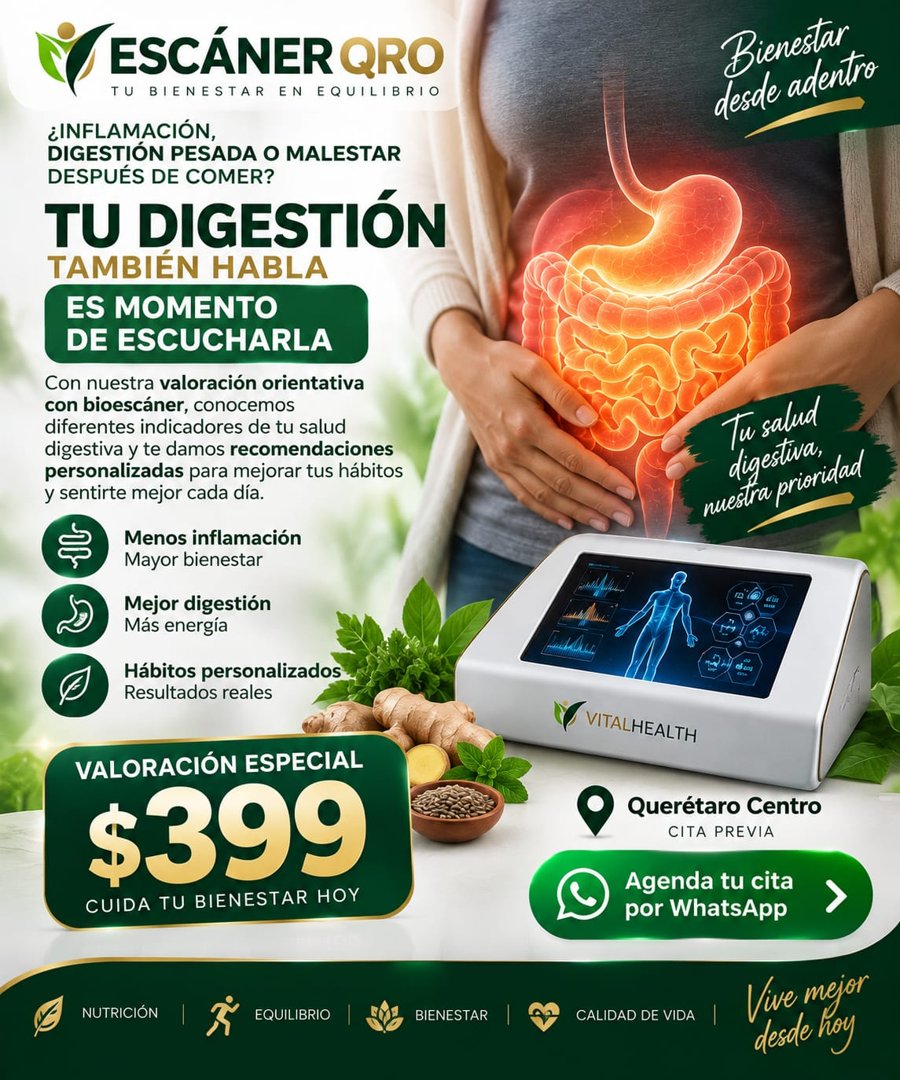Anuncio de NanoVital QRO: Valoración de bienestar con bioescáner