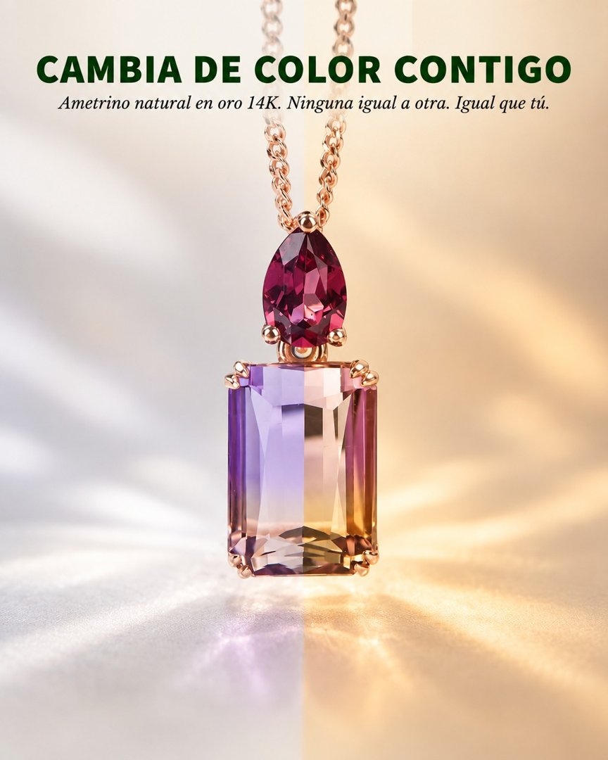Anuncio de Mystica Joyería: Colgante de ametrino natural en oro 14K