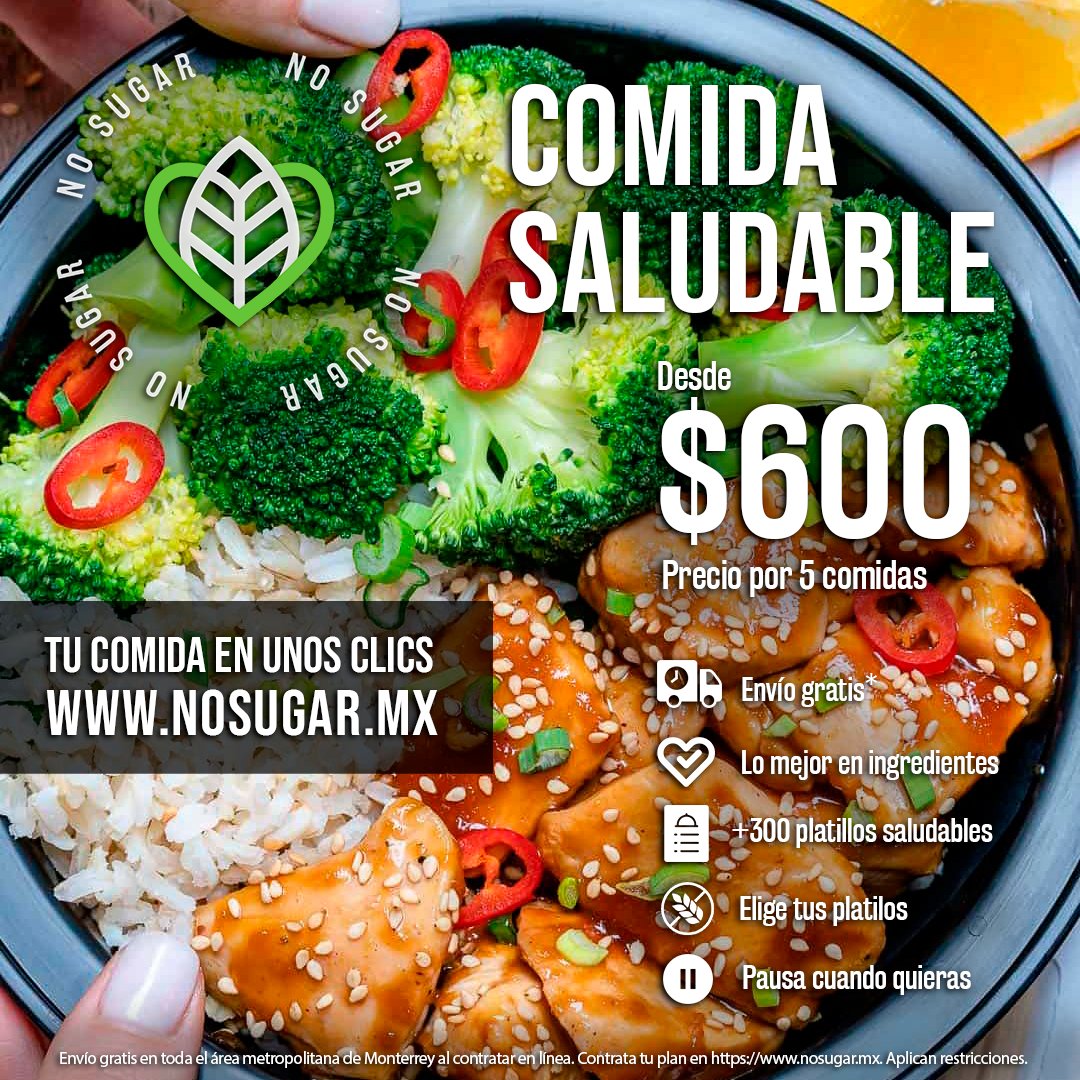 Anuncio de No Sugar: Comida saludable por 5 comidas