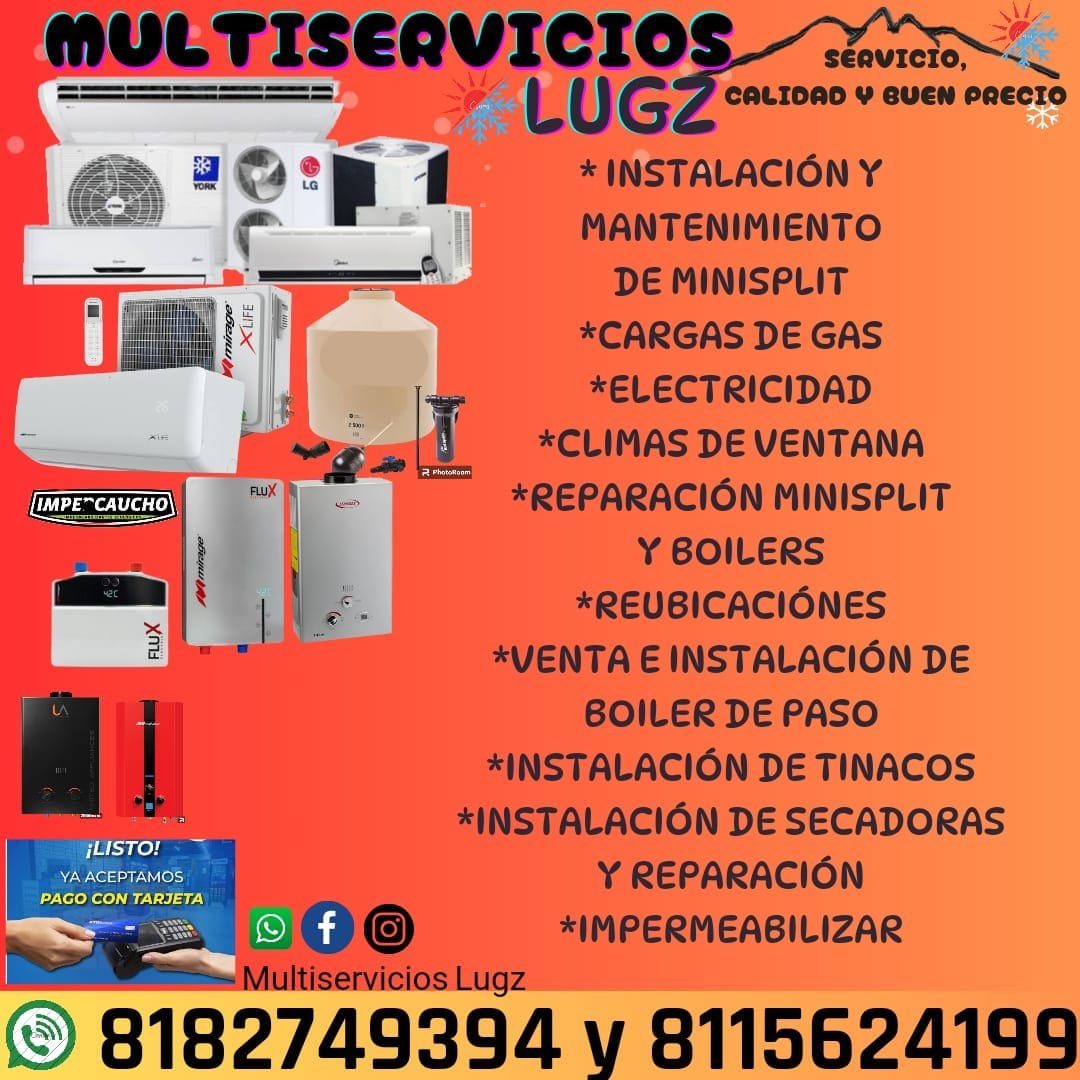 Anuncio de multiservicios lugz: instalación y mantenimiento de minisplit