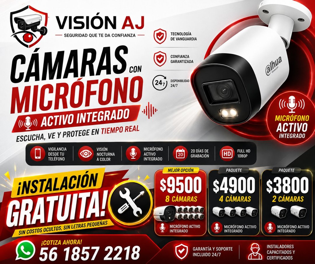 Anuncio de Vision AJ: Cámaras con micrófono integrado