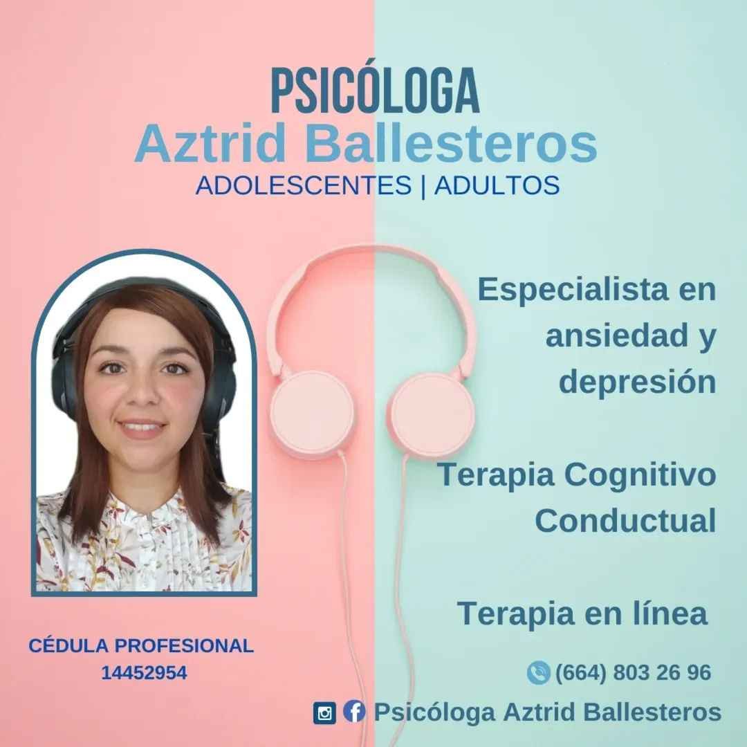 Anuncio de Aztrid Ballesteros: Terapia cognitivo conductual