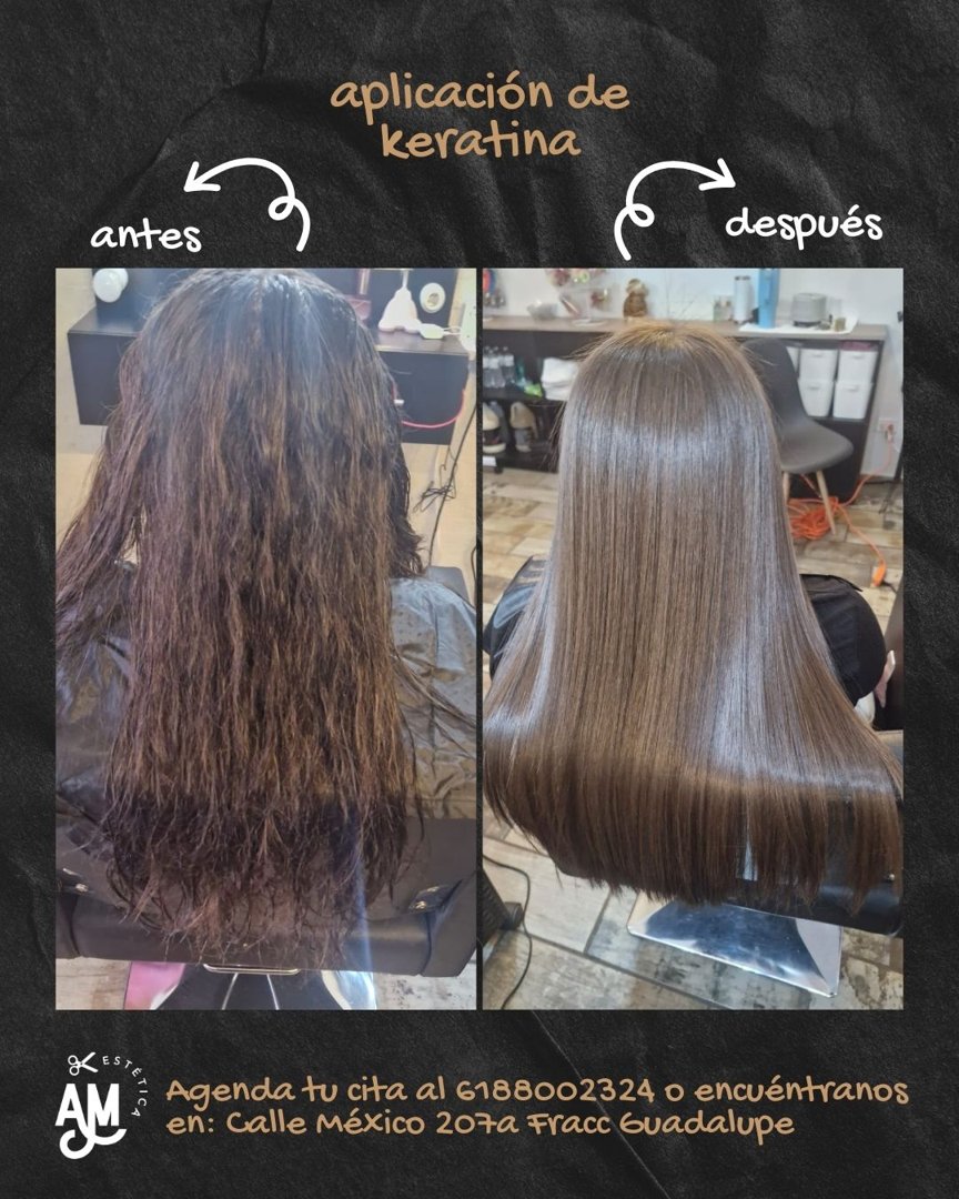 Anuncio de AM Estética: aplicación de keratina